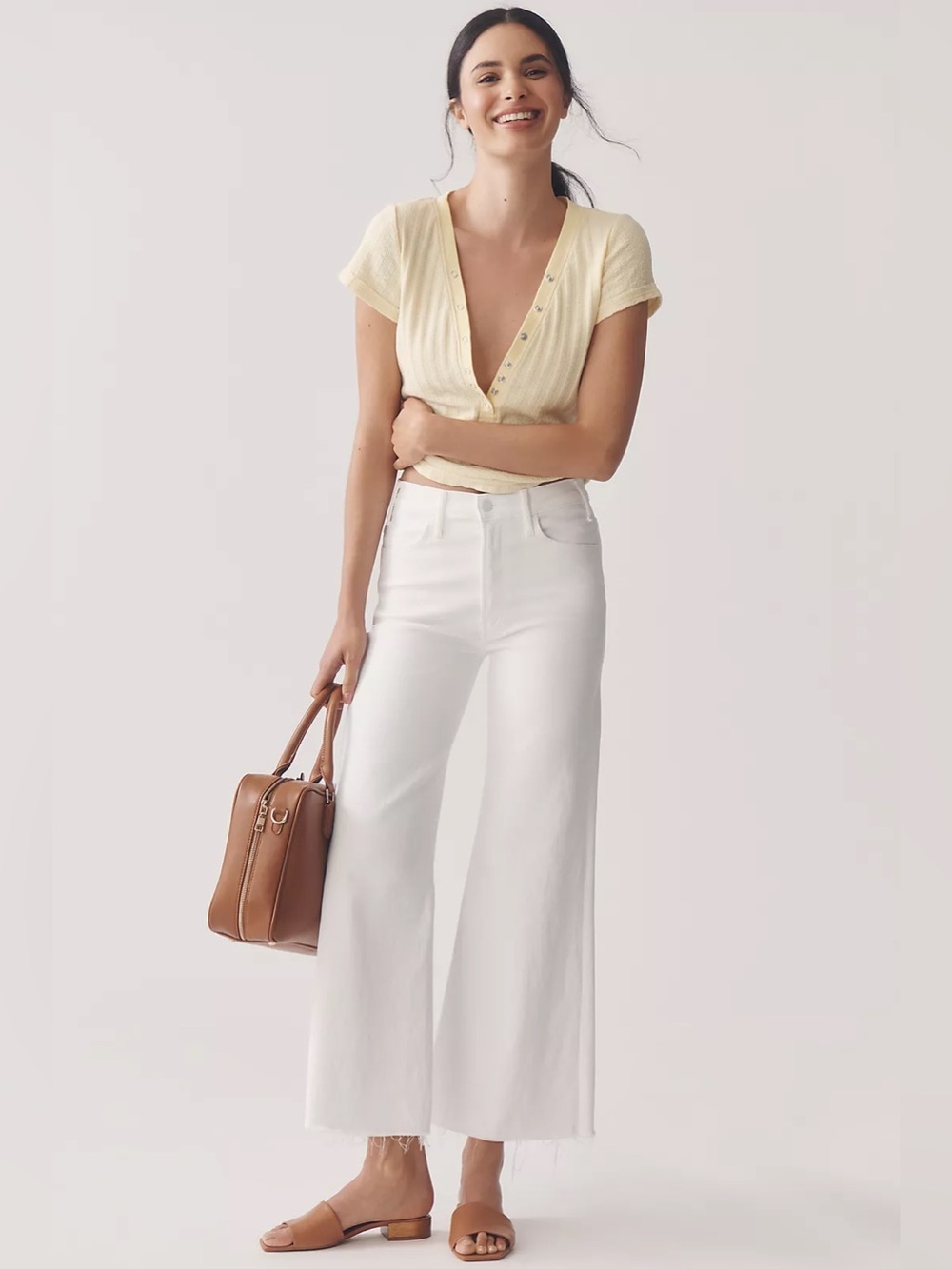 Mother the roller fray White Wide-Leg Frayed Hem Women’s Jeans